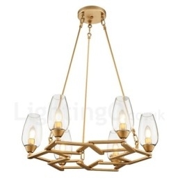 Designer Touch Decorative Modern Contemporary 6 Light Steel Pendant Light with Glass Shade