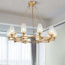Designer Touch Decorative Modern Contemporary 10 Light Steel Pendant Light with Glass Shade