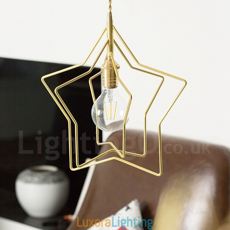 Designer Touch Decorative Modern Contemporary 1 Light Brass Pendant Light with Shade