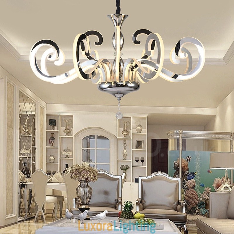 Designer Touch Decorative Modern Contemporary 12 Light Steel Chandelier with Acrylic Shade