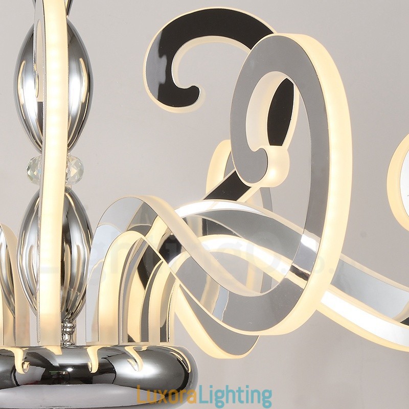 Designer Touch Decorative Modern Contemporary 12 Light Steel Chandelier with Acrylic Shade