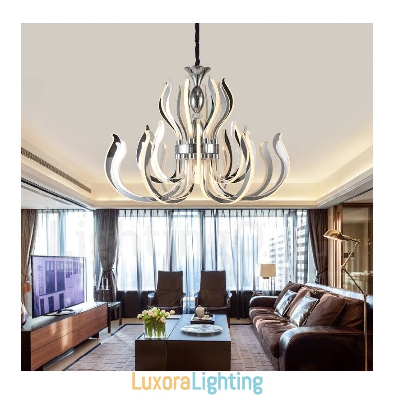 Designer Touch Decorative Modern Contemporary 24 Light Acrylic Chandelier with Acrylic Shade