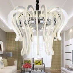 Designer Touch Decorative Modern Contemporary 20 Light Steel Chandelier with Acrylic Shade