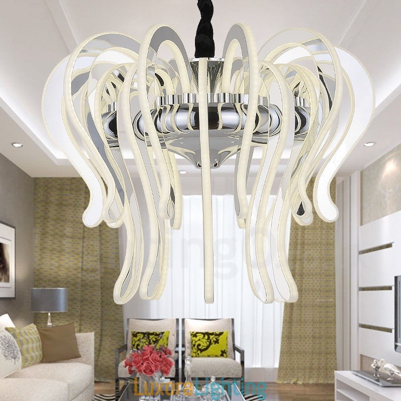 Designer Touch Decorative Modern Contemporary 20 Light Steel Chandelier with Acrylic Shade