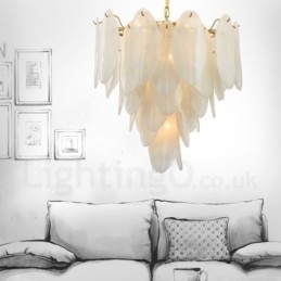 Designer Touch Decorative Modern Contemporary 6 Light Steel Pendant Light with Glass Shade