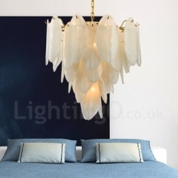 Designer Touch Decorative Modern Contemporary 6 Light Steel Pendant Light with Glass Shade