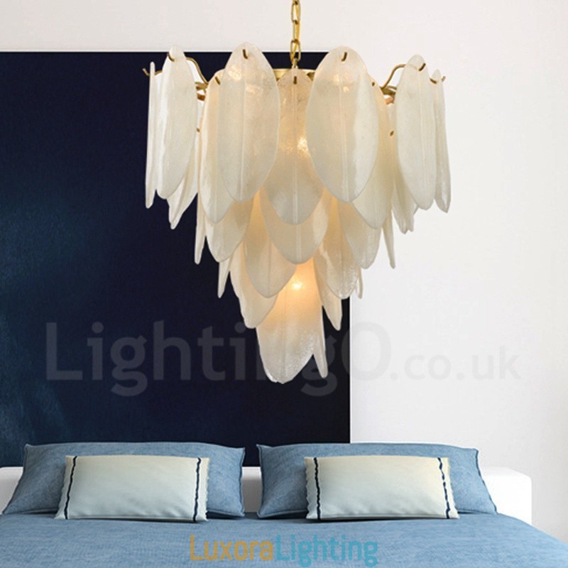 Designer Touch Decorative Modern Contemporary 6 Light Steel Pendant Light with Glass Shade