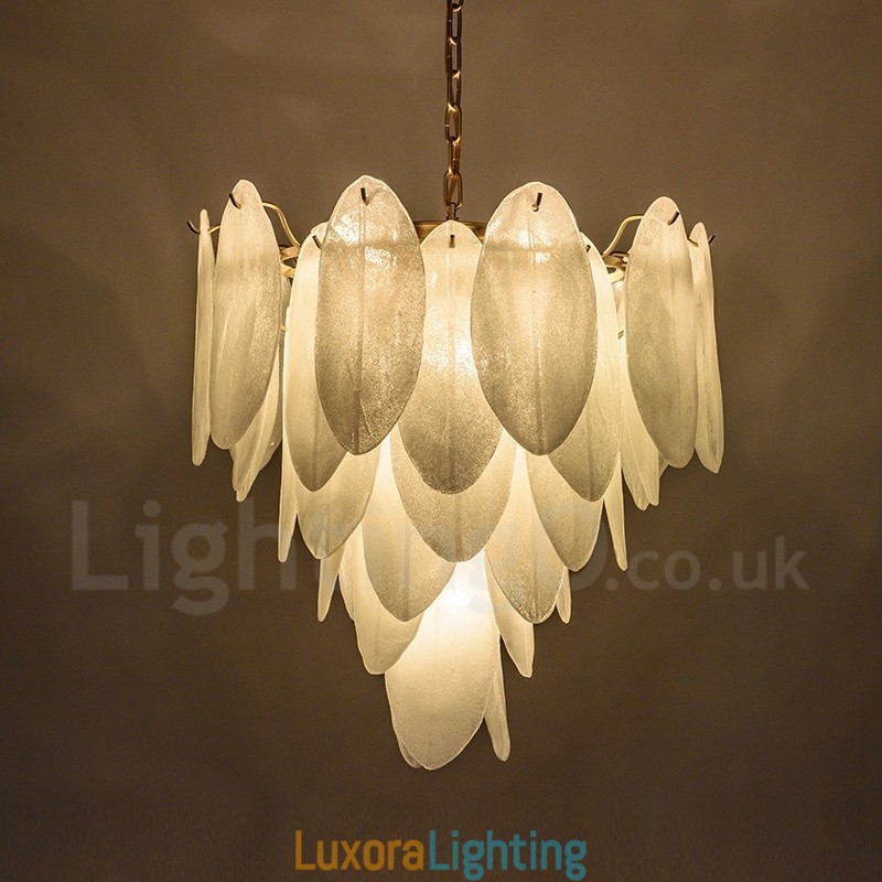 Designer Touch Decorative Modern Contemporary 6 Light Steel Pendant Light with Glass Shade