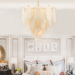 Designer Touch Decorative Modern Contemporary 6 Light Steel Pendant Light with Glass Shade