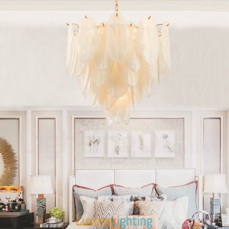 Designer Touch Decorative Modern Contemporary 6 Light Steel Pendant Light with Glass Shade