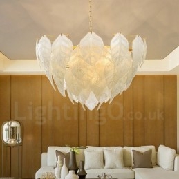 Designer Touch Decorative Modern Contemporary 4 Light Steel Pendant Light with Glass Shade