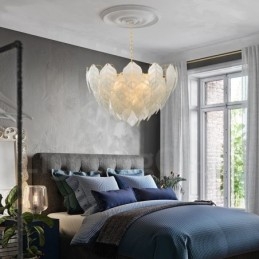 Designer Touch Decorative Modern Contemporary 4 Light Steel Pendant Light with Glass Shade