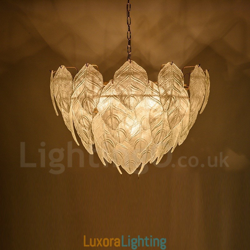 Designer Touch Decorative Modern Contemporary 4 Light Steel Pendant Light with Glass Shade