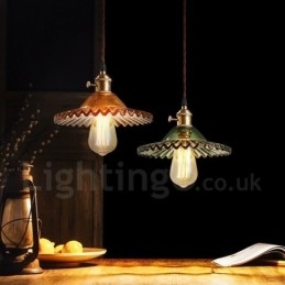 Designer Touch Decorative Rustic Lodge Retro 1 Light Steel Pendant Light with Glass Shade