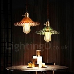 Designer Touch Decorative Rustic Lodge Retro 1 Light Steel Pendant Light with Glass Shade