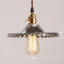 Designer Touch Decorative Rustic Lodge Retro 1 Light Steel Pendant Light with Glass Shade