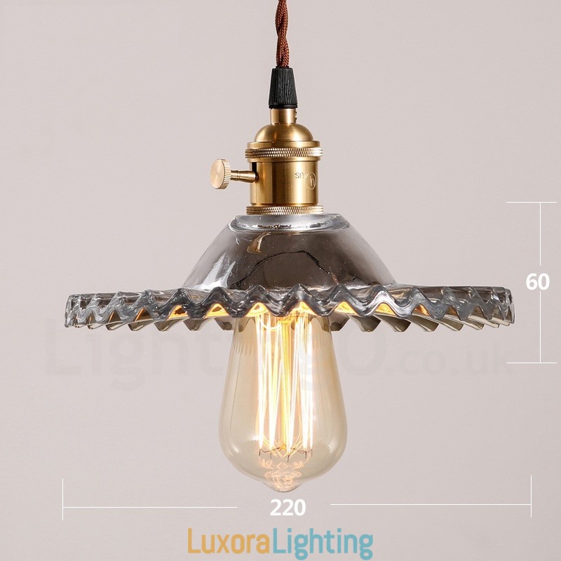 Designer Touch Decorative Rustic Lodge Retro 1 Light Steel Pendant Light with Glass Shade