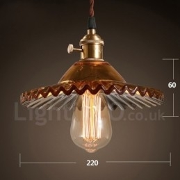 Designer Touch Decorative Rustic Lodge Retro 1 Light Steel Pendant Light with Glass Shade