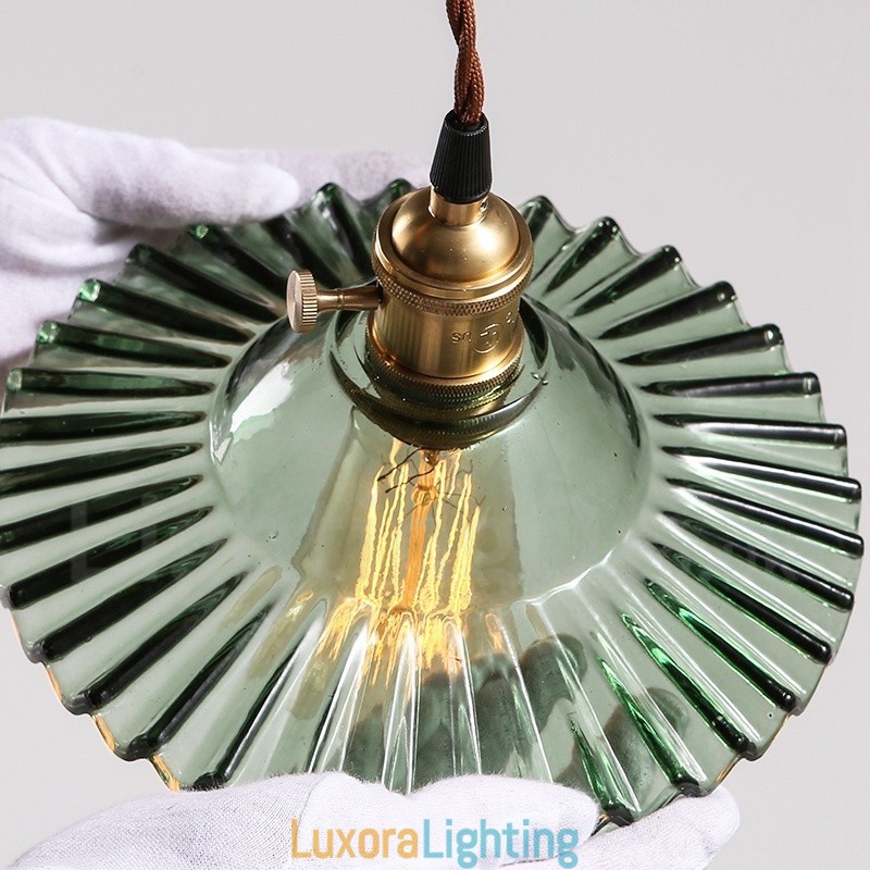 Designer Touch Decorative Rustic Lodge Retro 1 Light Steel Pendant Light with Glass Shade