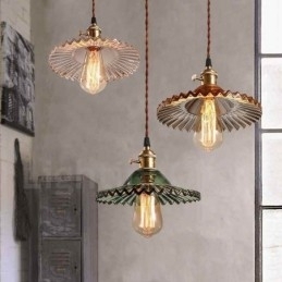 Designer Touch Decorative Rustic Lodge Retro 1 Light Steel Pendant Light with Glass Shade