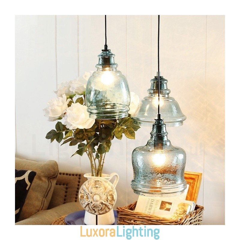 Designer Touch Decorative Modern Contemporary 1 Light Steel Pendant Light with Glass Shade