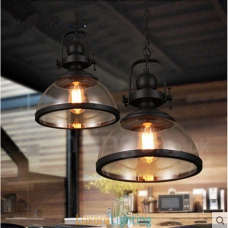 Designer Touch Decorative Retro 1 Light Steel Pendant Light with Glass Shade