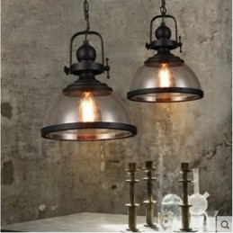 Designer Touch Decorative Retro 1 Light Steel Pendant Light with Glass Shade
