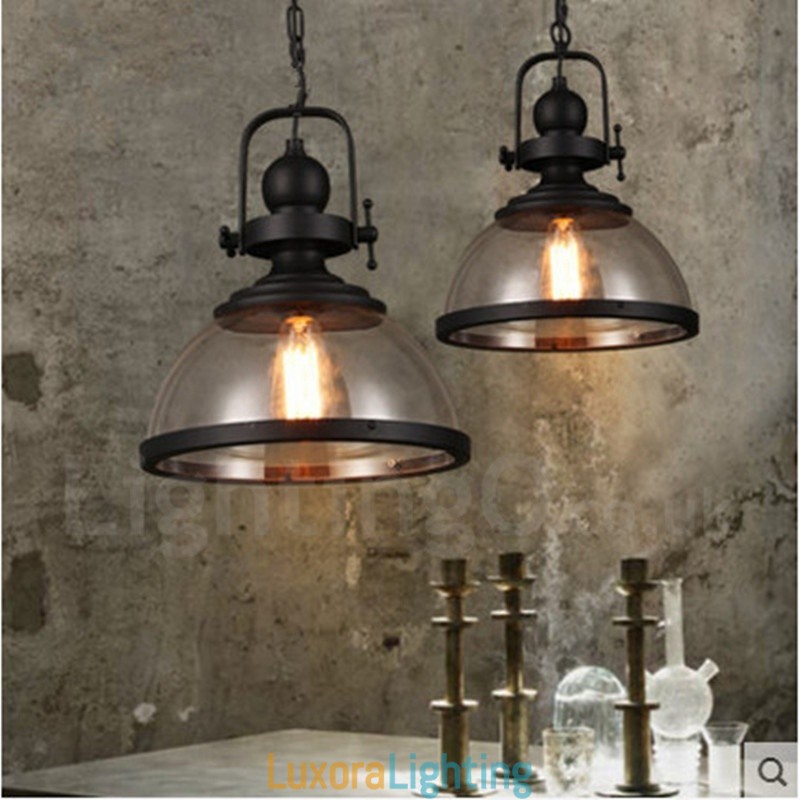 Designer Touch Decorative Retro 1 Light Steel Pendant Light with Glass Shade