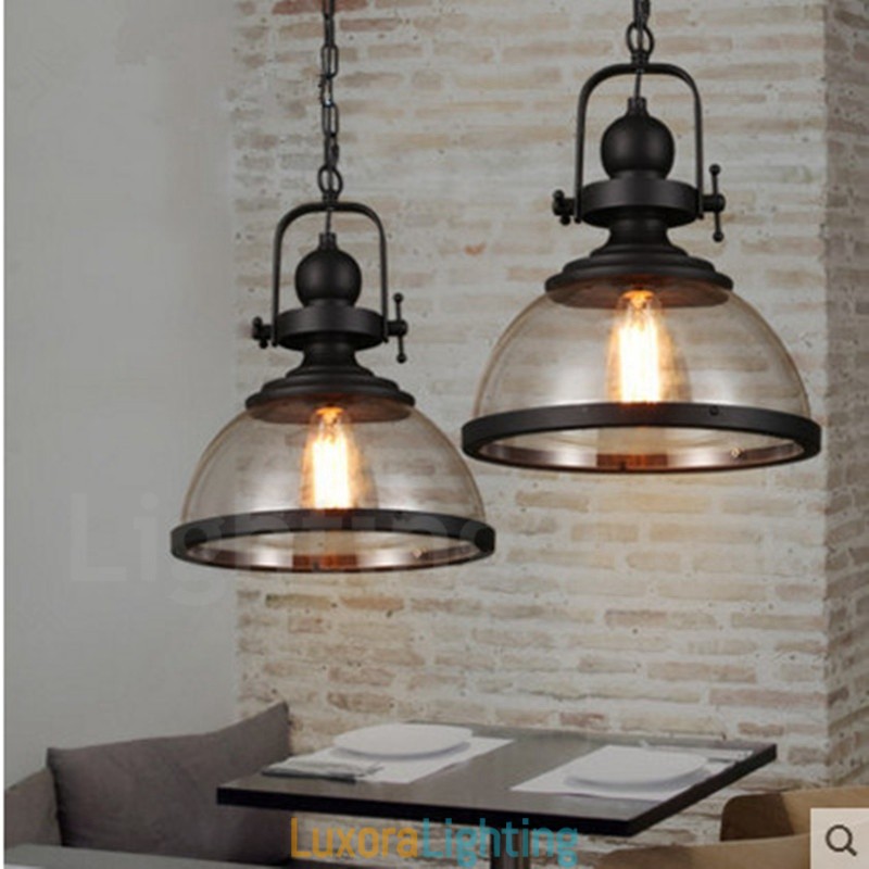 Designer Touch Decorative Retro 1 Light Steel Pendant Light with Glass Shade