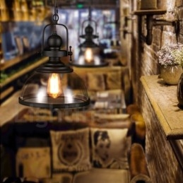 Designer Touch Decorative Retro 1 Light Steel Pendant Light with Glass Shade