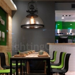 Designer Touch Decorative Retro 1 Light Steel Pendant Light with Glass Shade