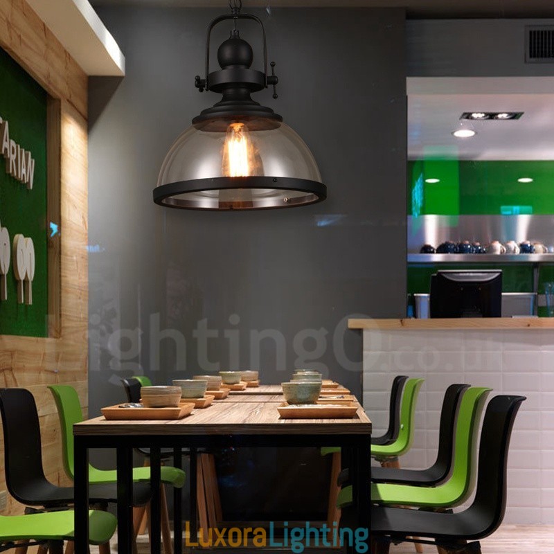 Designer Touch Decorative Retro 1 Light Steel Pendant Light with Glass Shade