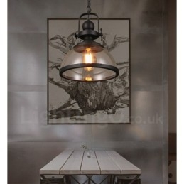 Designer Touch Decorative Retro 1 Light Steel Pendant Light with Glass Shade