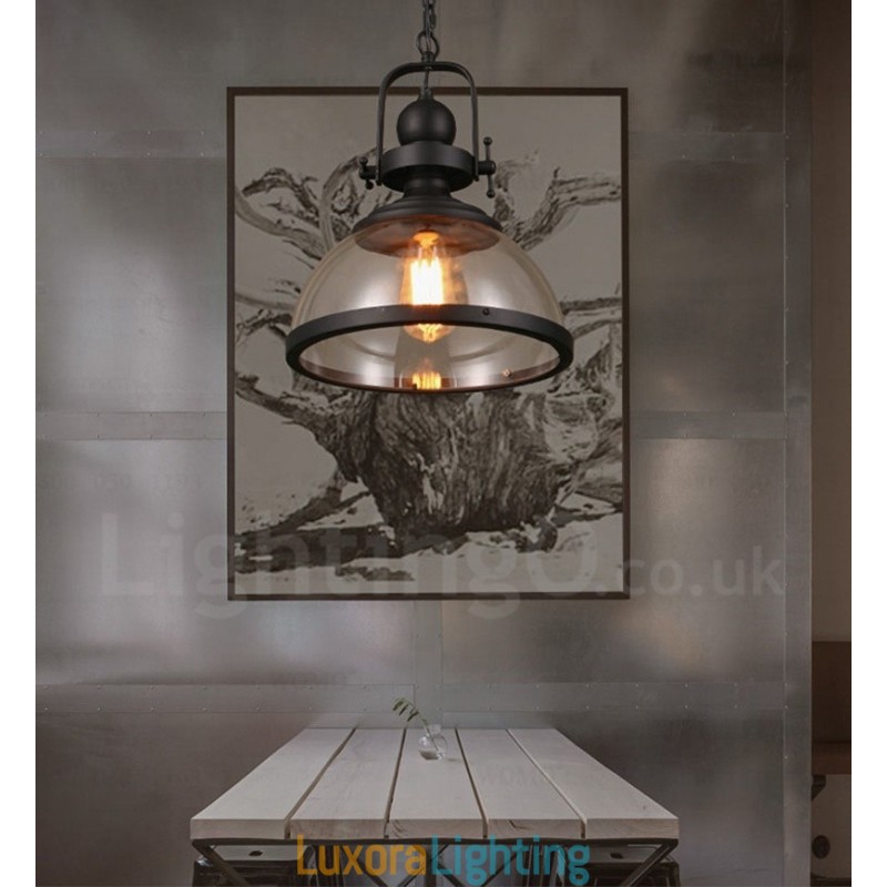 Designer Touch Decorative Retro 1 Light Steel Pendant Light with Glass Shade