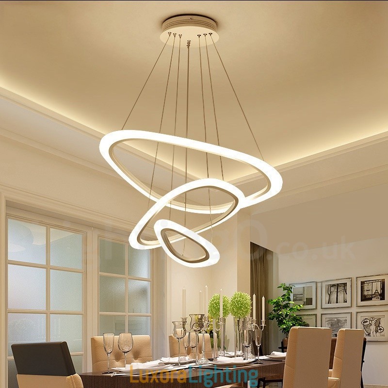 Designer Touch Decorative Dimmable With Remote Control Modern Contemporary 3 Light Aluminum Alloy Pendant Light with Acrylic Shade