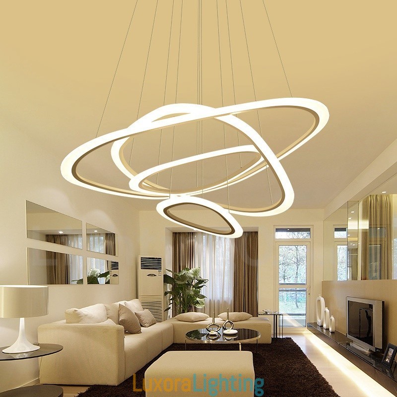 Designer Touch Decorative Dimmable With Remote Control Modern Contemporary 4 Light Aluminum Alloy Pendant Light with Acrylic Shade