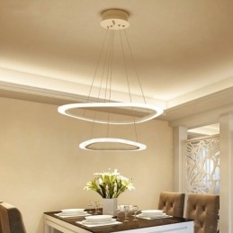 Designer Touch Decorative Dimmable With Remote Control Modern Contemporary 2 Rings Light Aluminum Alloy Pendant Light with Acrylic Shade