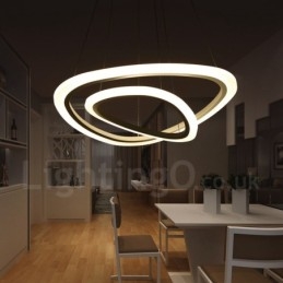 Designer Touch Decorative Dimmable With Remote Control Modern Contemporary 2 Rings Light Aluminum Alloy Pendant Light with Acrylic Shade