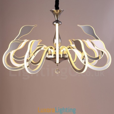 Designer Touch Decorative Dimmable Modern Contemporary 12 Light Steel Chandelier with Acrylic Shade