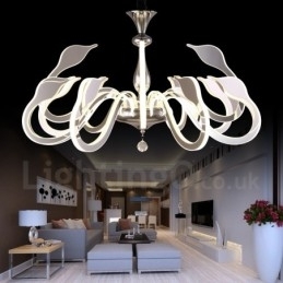 Designer Touch Decorative Dimmable Modern Contemporary 12 Light Steel Chandelier with Acrylic Shade
