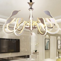 Designer Touch Decorative Dimmable Modern Contemporary 12 Light Steel Chandelier with Acrylic Shade