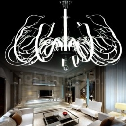 Designer Touch Decorative Dimmable Modern Contemporary 15 Light Steel Chandelier with Acrylic Shade