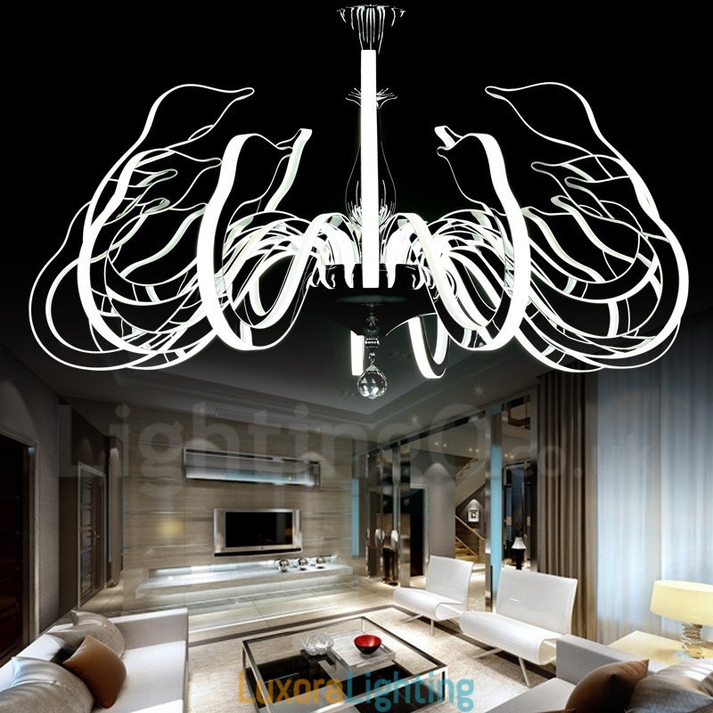 Designer Touch Decorative Dimmable Modern Contemporary 15 Light Steel Chandelier with Acrylic Shade