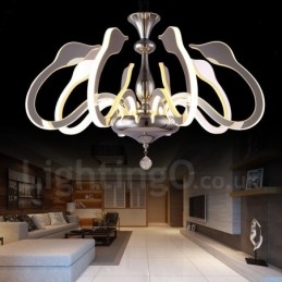 Designer Touch Decorative Dimmable Modern Contemporary 8 Light Steel Chandelier with Acrylic Shade