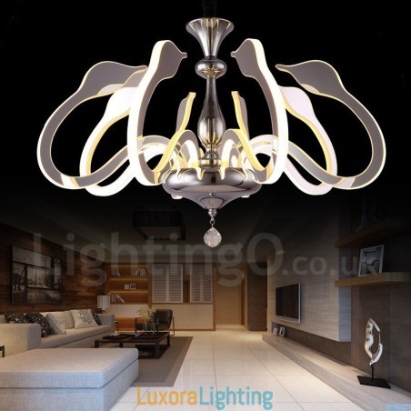 Designer Touch Decorative Dimmable Modern Contemporary 8 Light Steel Chandelier with Acrylic Shade