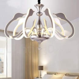 Designer Touch Decorative Dimmable Modern Contemporary 8 Light Steel Chandelier with Acrylic Shade