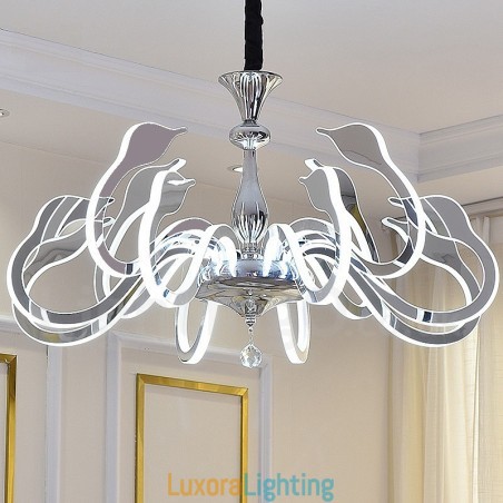 Designer Touch Decorative Dimmable Modern Contemporary 10 Light Steel Chandelier with Acrylic Shade
