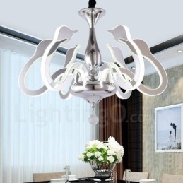 Designer Touch Decorative Dimmable Modern Contemporary 6 Light Steel Chandelier with Acrylic Shade
