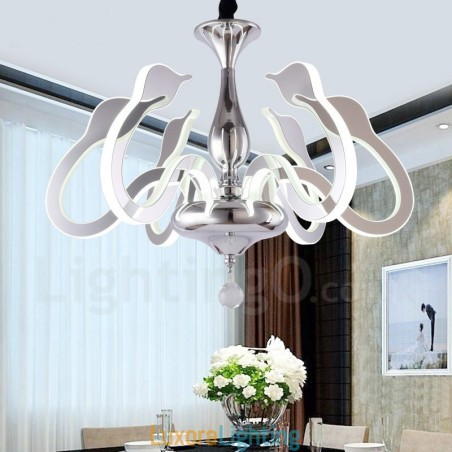 Designer Touch Decorative Dimmable Modern Contemporary 6 Light Steel Chandelier with Acrylic Shade