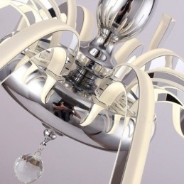 Designer Touch Decorative Dimmable Modern Contemporary 6 Light Steel Chandelier with Acrylic Shade